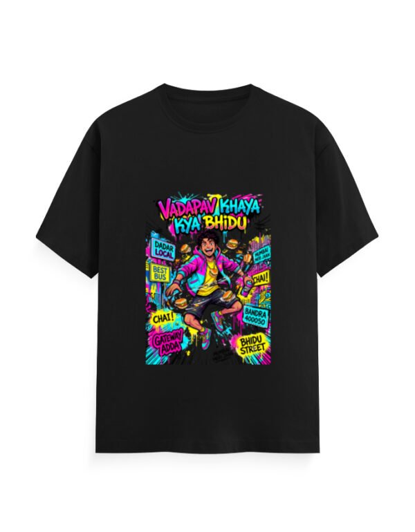 img_48e68995e6a55a.jpg VadaPav Khaya Kya Bhidu – Mumbai Anime Streetwear T-Shirt